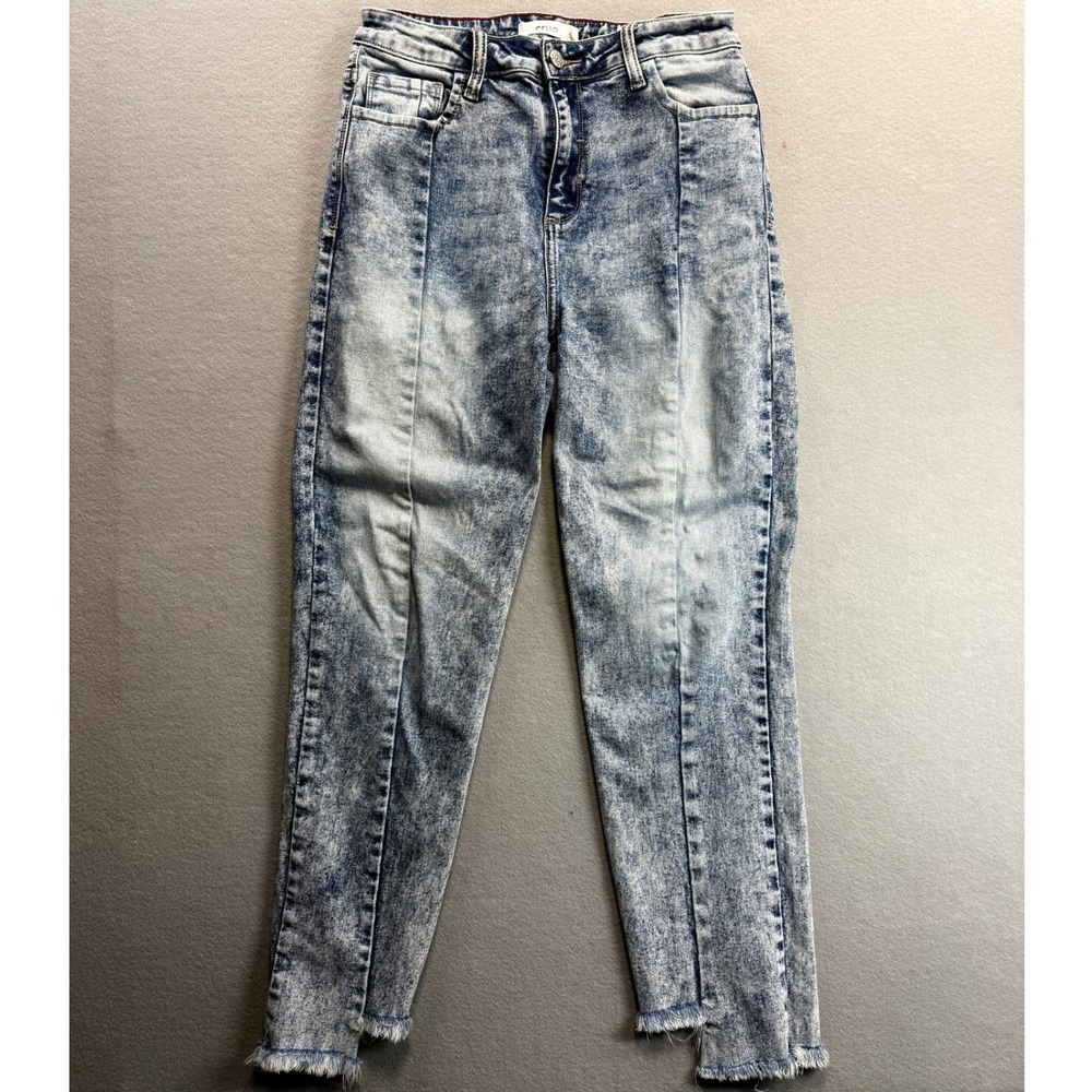 Cello Jeans Pants Women 9 Blue Acid Wash High Rise Raw Hem 28x27